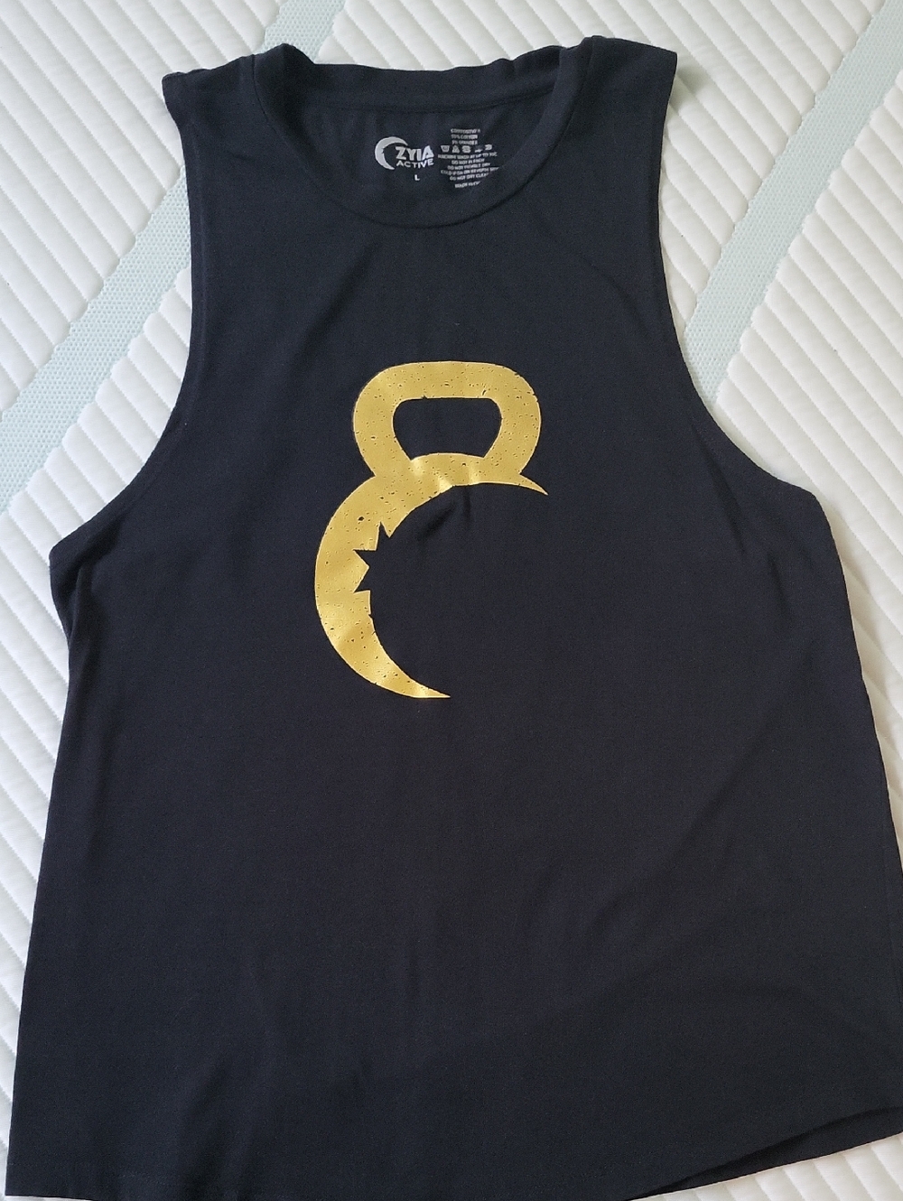 ZYIA Black Active Tee with Gold Logo